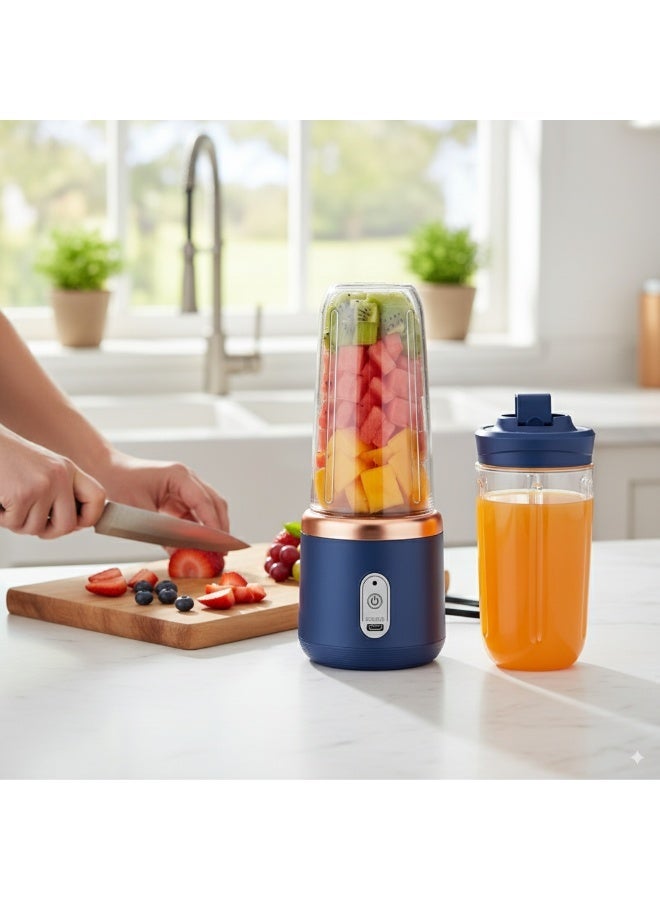 Portable Rechargeable Juicer Cup 400ml, Small Home Multi-Function Fruit Juice Blender, Personal Smoothie Maker for Travel, Office and Gym, USB Charging - Image 2