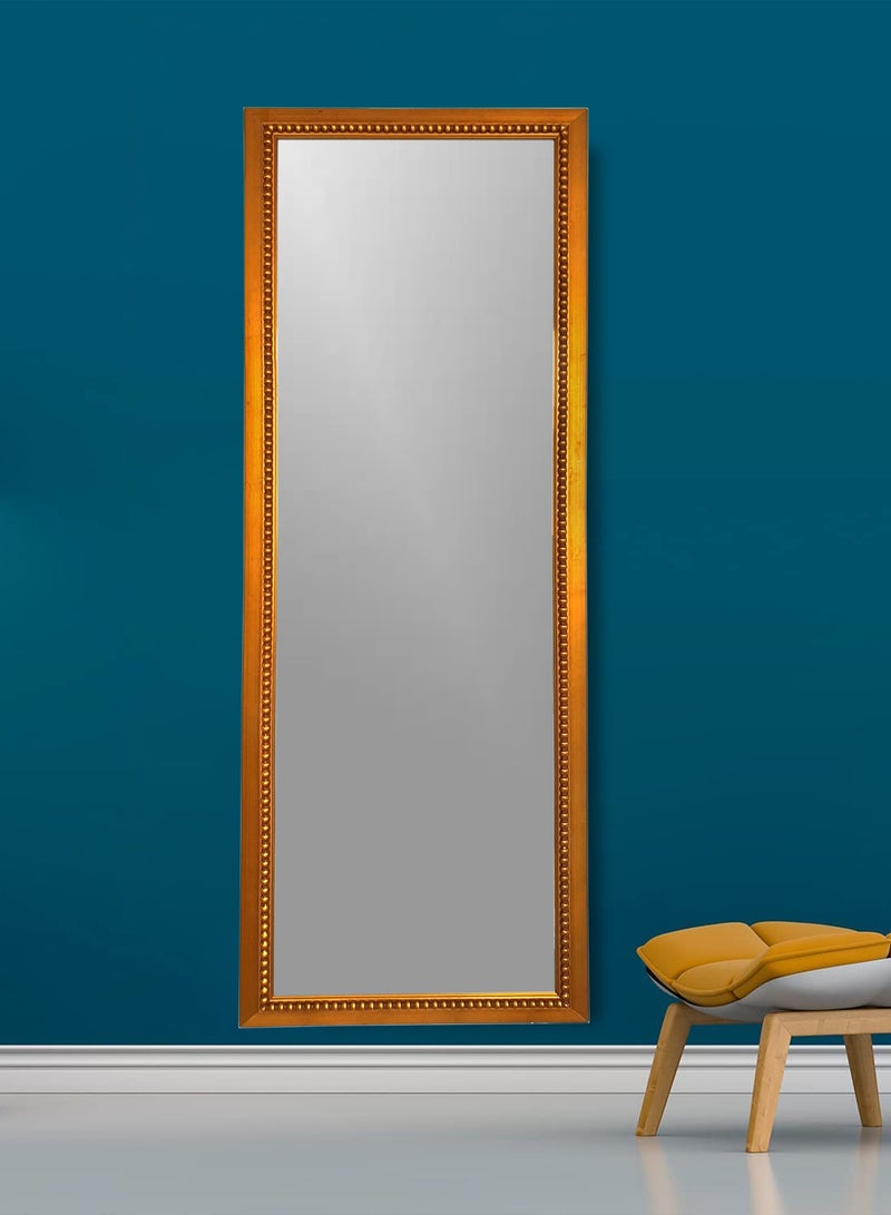 Mirror Full Length Stand Wood Frame 161cm x 61cm Standing Hanging or Leaning Against Wall, Home Decor, Large Rectangle Bedroom Mirror Floor Mirror Dressing Mirror Wall-Mounted Mirror - Golden - Image 1