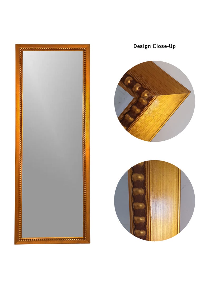 Mirror Full Length Stand Wood Frame 161cm x 61cm Standing Hanging or Leaning Against Wall, Home Decor, Large Rectangle Bedroom Mirror Floor Mirror Dressing Mirror Wall-Mounted Mirror - Golden - Image 2