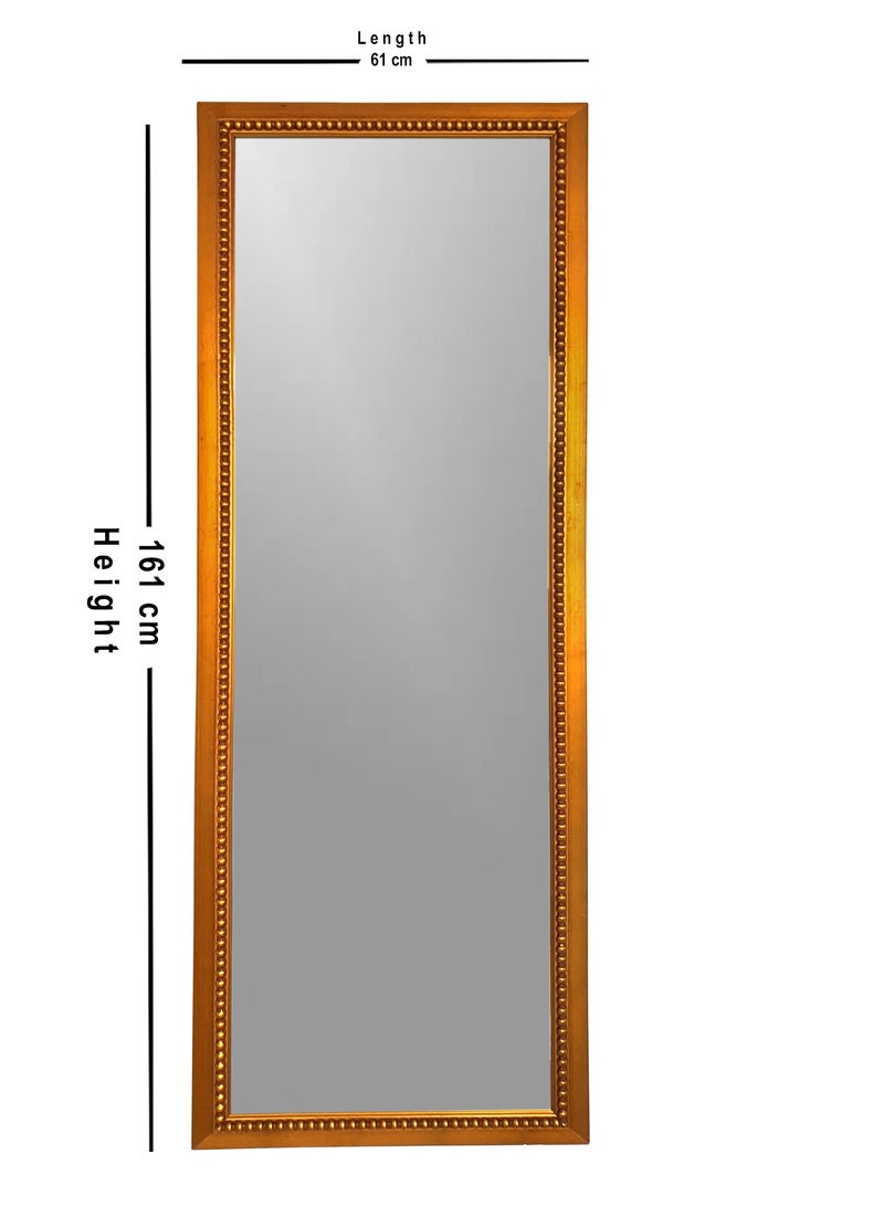 Mirror Full Length Stand Wood Frame 161cm x 61cm Standing Hanging or Leaning Against Wall, Home Decor, Large Rectangle Bedroom Mirror Floor Mirror Dressing Mirror Wall-Mounted Mirror - Golden - Image 3
