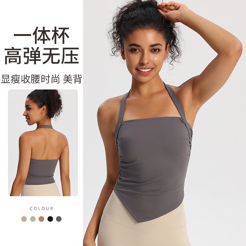 Fixed Cup Sports Bra Women'S Square Collar Girl Style Sports Bra Beautiful Back Quick-Drying Fitness Clothing Top Running Vest - Image 2