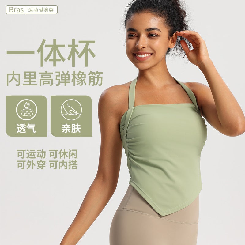 Fixed Cup Sports Bra Women'S Square Collar Girl Style Sports Bra Beautiful Back Quick-Drying Fitness Clothing Top Running Vest - Image 3