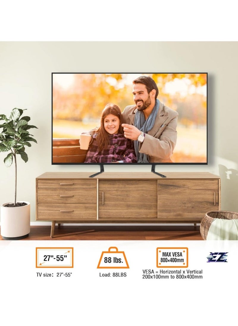 ELTRAZONE Universal Table Top TV Stand for Most 27 to 55 inch LCD LED Plasma Flat Screen TVs, TV Base Height Adjustable Leg Stand Holds up to 88 lbs, VESA up to 800x400mm - Image 2