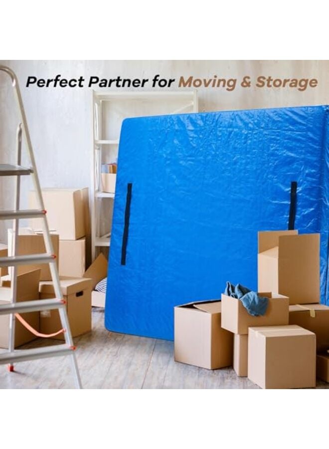 حقائب مرتبة للنقل، واقي مرتبة مقاوم للماء، غطاء مرتبة مقاس كوين، حقائب تخزين مناسبة لمرتبة مقاس 1.8 متر، أزرق - Image 3