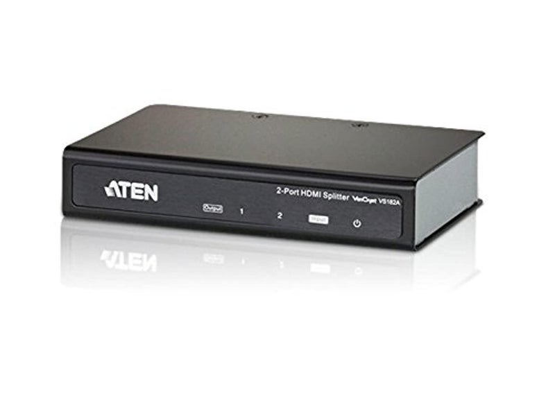 Aten موزع HDMI ATEN VS182A 2 مخرج 2-منفذ 4K 1 في توصيل الكمبيوتر والكاميرا وجهاز DVD ومشغل الوسائط إلى ما يصل إلى 2 شاشة HDMI جهاز عرض شاشة تلفاز - حتى 4096 × 2160/3840 × 2160 60Hz - معدني - Image 1