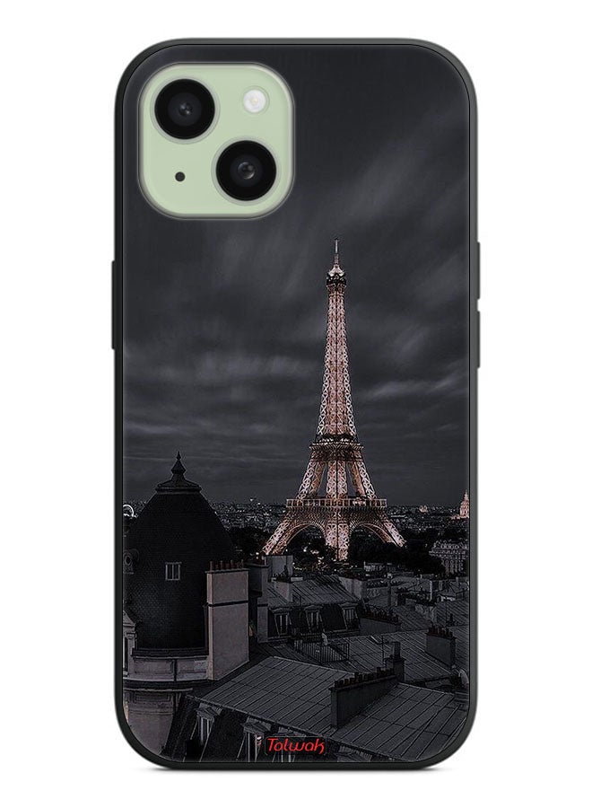 Tolwak Apple iPhone 15 Protective Case Cover Eiffel Tower In Night - Image 2