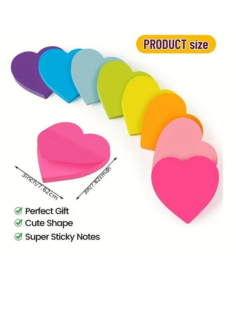 Loquat 8 Pads Heart Sticky Notes - Image 2