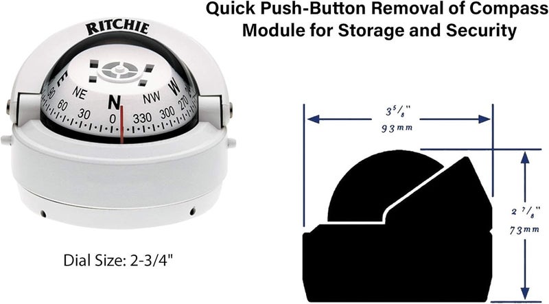 Ritchie 'Compass, Surface Mount, 2.75'' Dial, Wht.' - Image 2