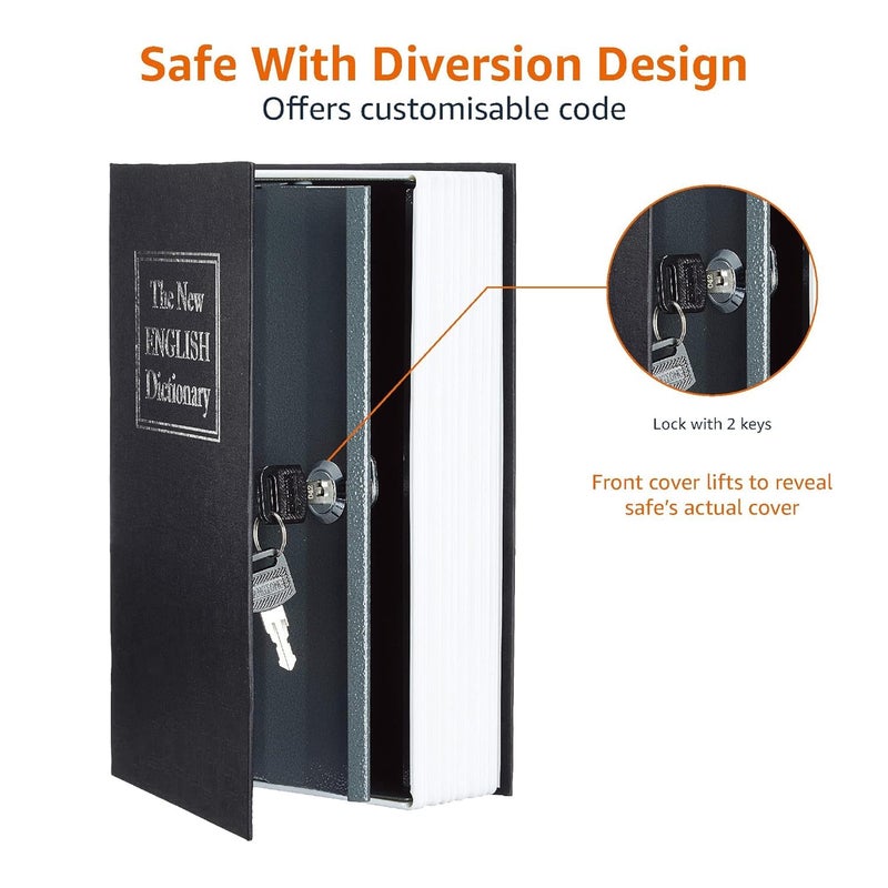 SEVEN SPACE SEVENSPACE Cash Box Book Locker Safe Stainless Steel Dictionary Type Vault Box With 2 Keys Standard Size Multi Color - Image 4