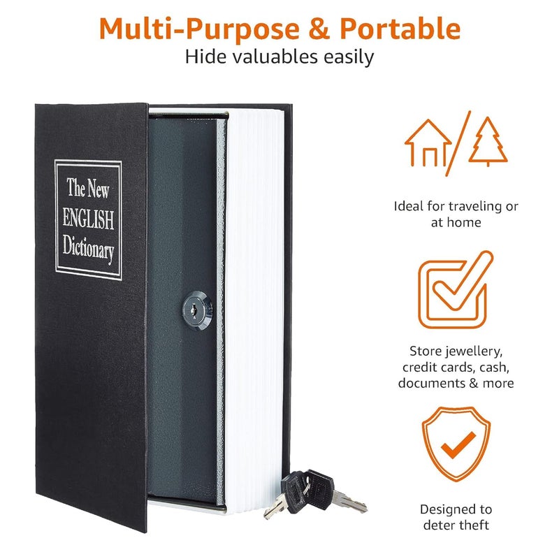 SEVEN SPACE SEVENSPACE Cash Box Book Locker Safe Stainless Steel Dictionary Type Vault Box With 2 Keys Standard Size Multi Color - Image 3