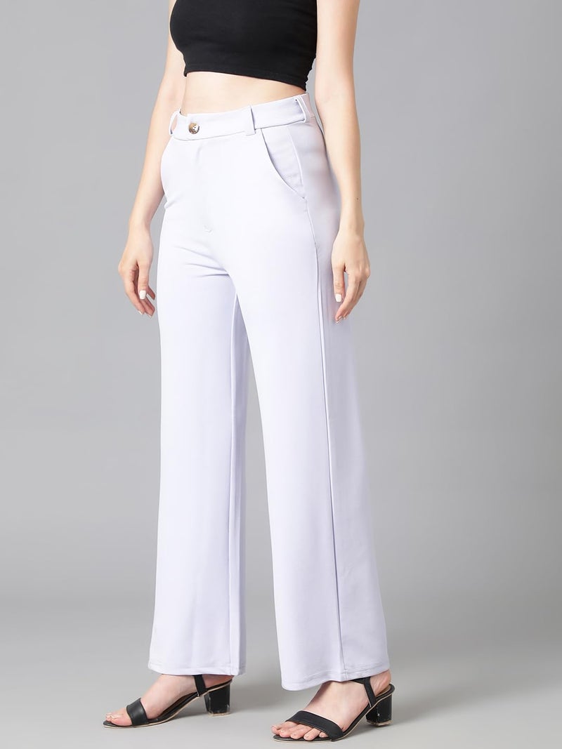 KOTTY Women's High Rise Cotton Blend Relaxed Fit Trousers(Purple,28) - Image 3