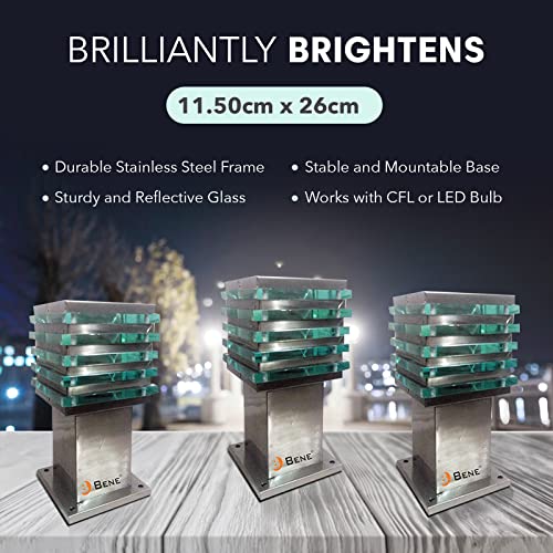 BENE Ice Cube Outdoor Lamp Without Bulb (Steel Matte Finish 11 Cms, Pack of 3 Pcs) - Image 3