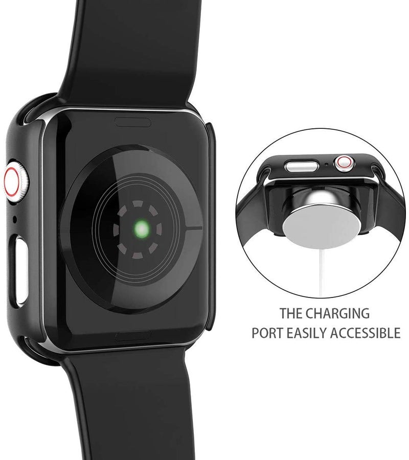 Misxi 2 Pack Hard PC Case with Tempered Glass Screen Protector Compatible with Apple Watch SE 3 (2025) SE 2 SE Series 6 Series 5 Series 4 40mm, Black - Image 5