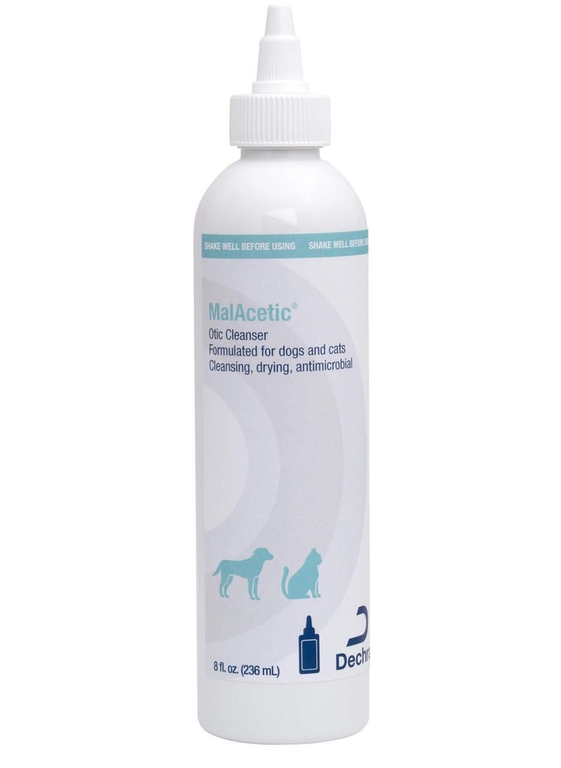 Dechra - Malacetic Otic Cleanser Ear mites is a unique, all natural, environmentally sensitive solution designed for routine ear cleaning and drying(degreasing, acidifying, whitening and deodorizing) 236ml - Image 1