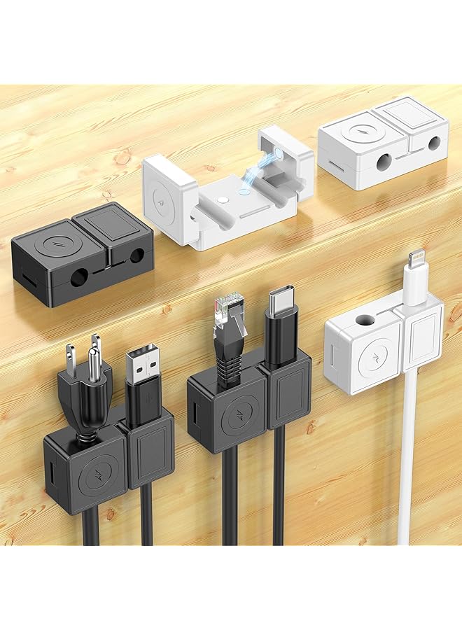 Magnetic Cable Clips, Phone Cord Holder for Desk, 2-in-1 Adjustable Cable Management Hide or Organize Wire Charger, Magnetic Cord Organizer for Desk, Nightstand, Home, Office, Car, 6 Pack