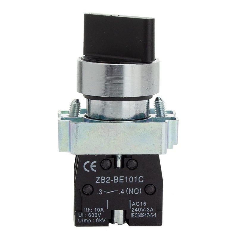 SHOPCORP Rotary Switch - 2-Position Selector Switch Maintained - 22mm Mounting Hole - Electric NO NC Latching Switch - 220VAC Voltage and 10A Contact Current - (10 Pack) - Image 2