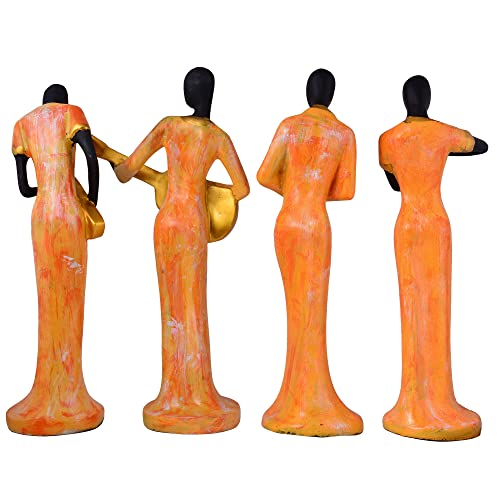 ZART Polyresin Lady Hand Musical Instrument Statue Showpiece for Home Decor, Living Room Decor, Office Table Decor Showpiece Perfect for Home Hall Shelves (Multicolor Set of 4) - Image 5