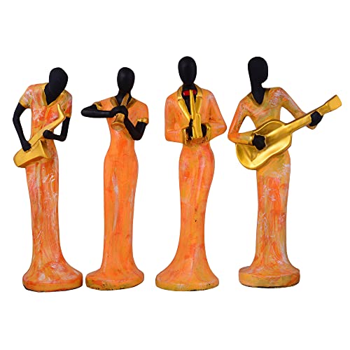 ZART Polyresin Lady Hand Musical Instrument Statue Showpiece for Home Decor, Living Room Decor, Office Table Decor Showpiece Perfect for Home Hall Shelves (Multicolor Set of 4) - Image 2