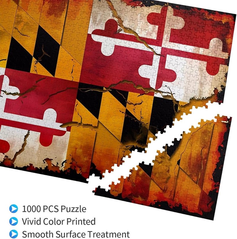 Vintage Wooden Maryland Flag Jigsaw Puzzle 1000 Pieces For Adults Home Decor - Image 3