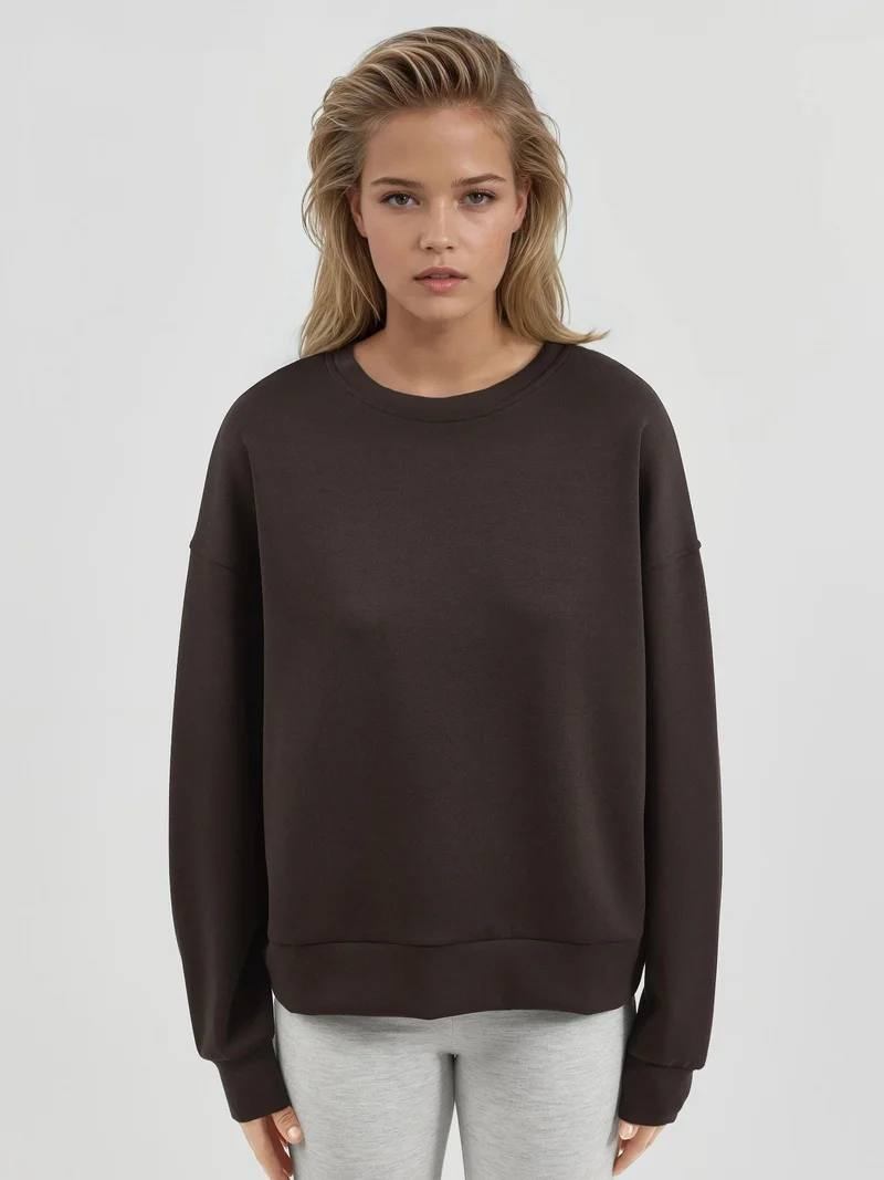 بوسيم BUSEM Relaxed Fit Crew Neck Modal Sweatshirt