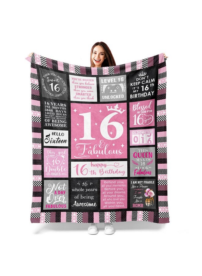 Atokker Atokker Sweet 16 Gifts for Girls - Cozy Blanket 50"x60", 16th Birthday Present for Teens, Unique Party Decoration, Perfect Sweet Sixteen Gift Ideas for Teenage Girls  - Image 1