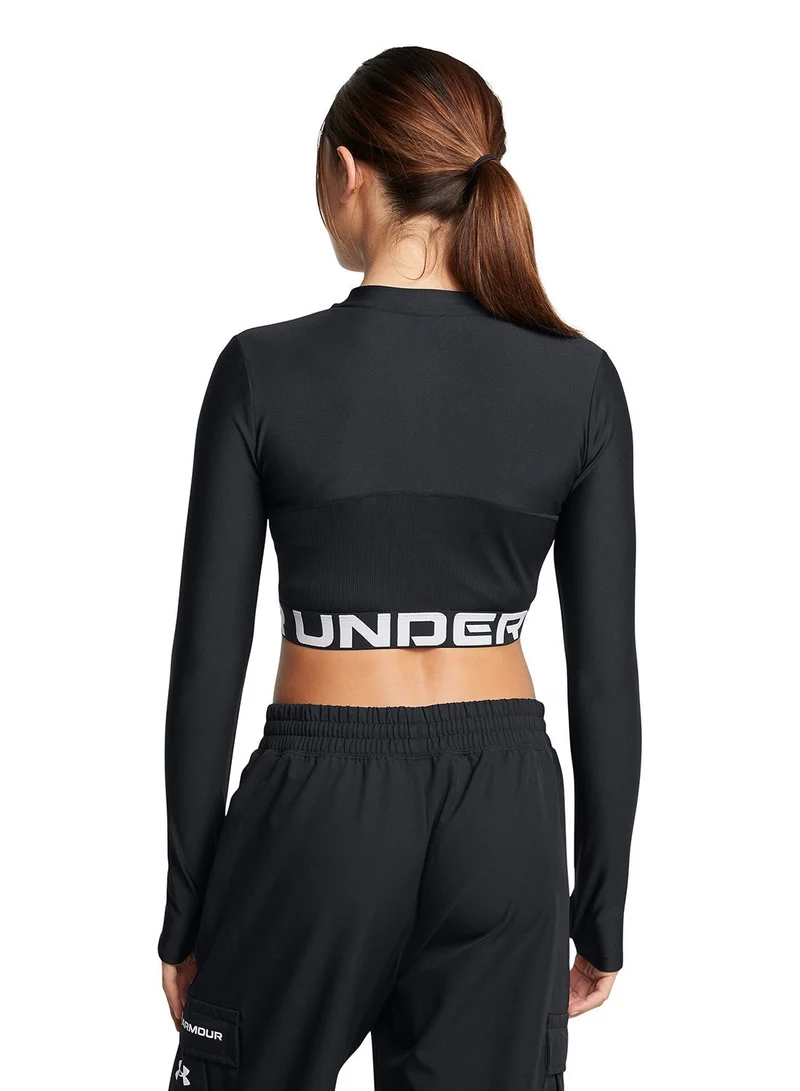 UNDER ARMOUR Women's HeatGear® Rib ¼ Zip Longsleeve Tee