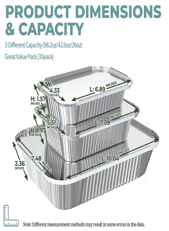 Notwoe 60 Pack Disposable Aluminum Pans with Lids, 10x7.5 and 7.3x5.3 Square 6.9x4.3 Square Combo Set, Disposable Baking and Cake Pan - Image 2