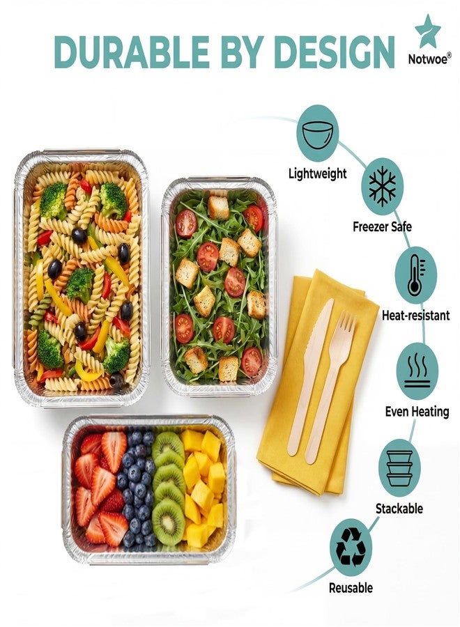 Notwoe 60 Pack Disposable Aluminum Pans with Lids, 10x7.5 and 7.3x5.3 Square 6.9x4.3 Square Combo Set, Disposable Baking and Cake Pan - Image 3