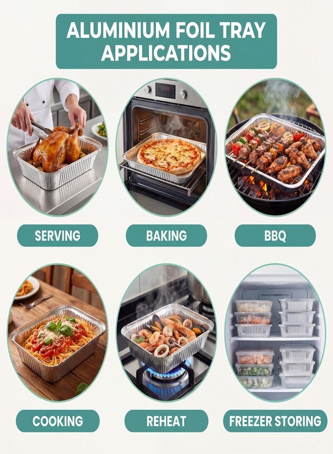 Notwoe 60 Pack Disposable Aluminum Pans with Lids, 10x7.5 and 7.3x5.3 Square 6.9x4.3 Square Combo Set, Disposable Baking and Cake Pan - Image 4