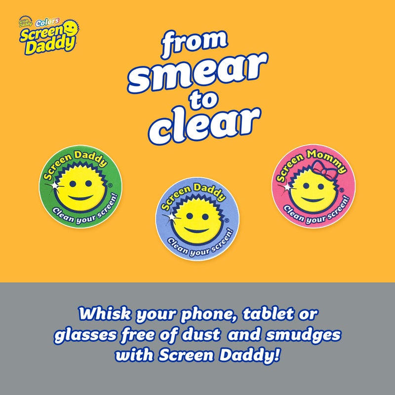 Scrub Daddy, Screen Daddy - Multi-color, Multi-use Microfiber Cleaning Pads for Electronic Screens With Convenient Storage, Scratch Free, Streak Free, Reusable and Washable, 3ct - Image 2