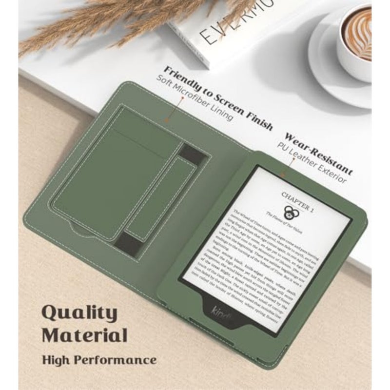 حافظة لجهاز Kindle 11th Generation، 2024/2022، Celadon تناسب Kindle 10th/8th Generation (2019/2016)، غطاء من البولي يوريثان خفيف الوزن للغاية، تنبيه/غفو تلقائي - Image 4