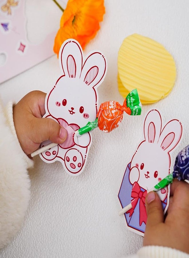 HANSAMU 60Pcs Easter Bunny Candy Paper Cards Candy Chocolate Package Wrapping Decorations, Bunny Candy Holders for Kids Easter Party Supplies - Image 3