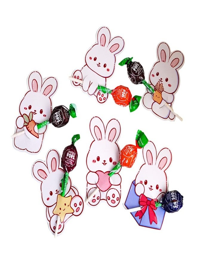 HANSAMU 60Pcs Easter Bunny Candy Paper Cards Candy Chocolate Package Wrapping Decorations, Bunny Candy Holders for Kids Easter Party Supplies - Image 1