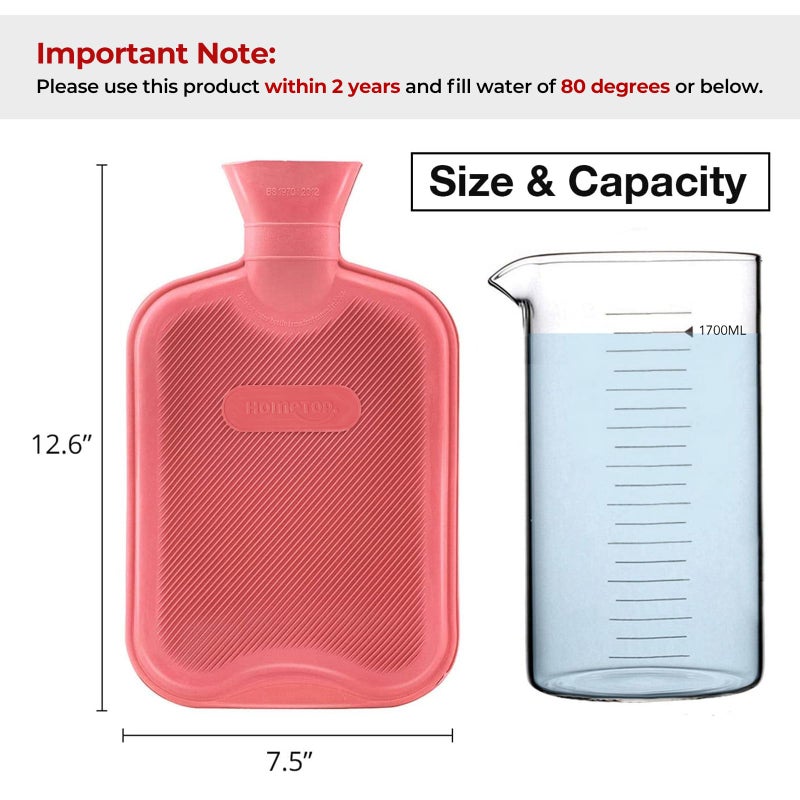 HomeTop Premium Classic Rubber Hot Water Bottle (Red) - Image 4