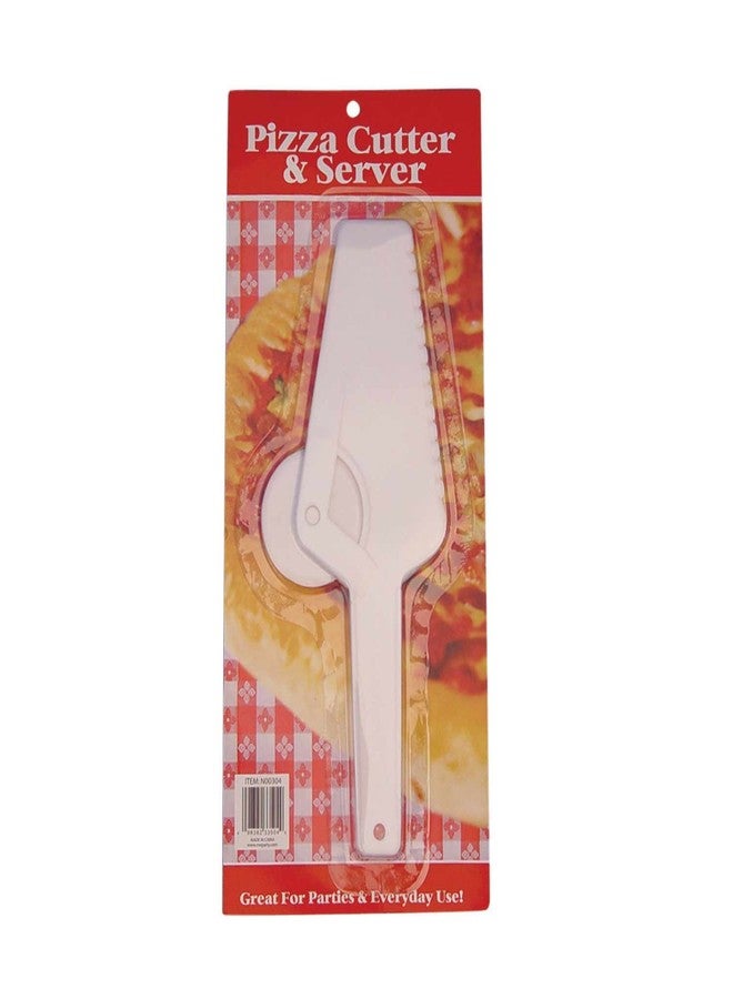 Party Essentials N00304 Plastic Pizza Cutter and Server, White (Case of 6) - Image 3