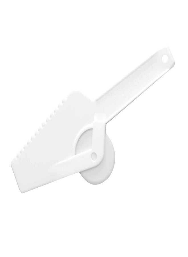 Party Essentials N00304 Plastic Pizza Cutter and Server, White (Case of 6) - Image 1
