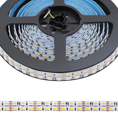 SuperlightingLED DC12V RGB CCT Color Changing LED Strip Light, 5050 RGB 2835 Warm White Daylight White Double Row Super Bright RGBWW Non-Waterproof Flexible LED Tape Light(DC12V 5meter/16.4ft) - Image 1