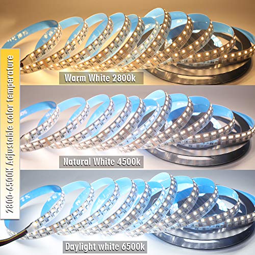 SuperlightingLED DC12V RGB CCT Color Changing LED Strip Light, 5050 RGB 2835 Warm White Daylight White Double Row Super Bright RGBWW Non-Waterproof Flexible LED Tape Light(DC12V 5meter/16.4ft) - Image 5