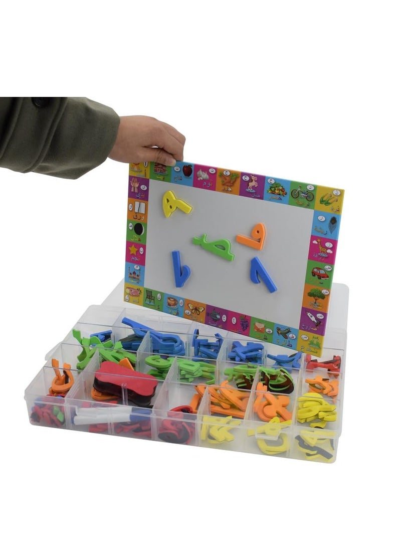 Arabest - 2 Sides Tabletop Magnetic Easel Whiteboard, Moveable 151Pcs Arabic Magnetic Alphabet Letters, Educational Kids Toy, with 2 Dry Erase Markers & 1 Eraser, for Toddlers Learning and Spelling - Image 1