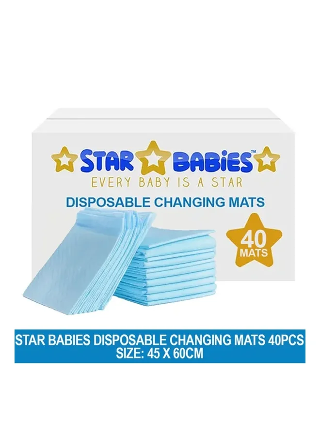 ستار بيبيز Star Babies Disposable Changing mat Large (45 x 60cm) Pack of 40 - Blue