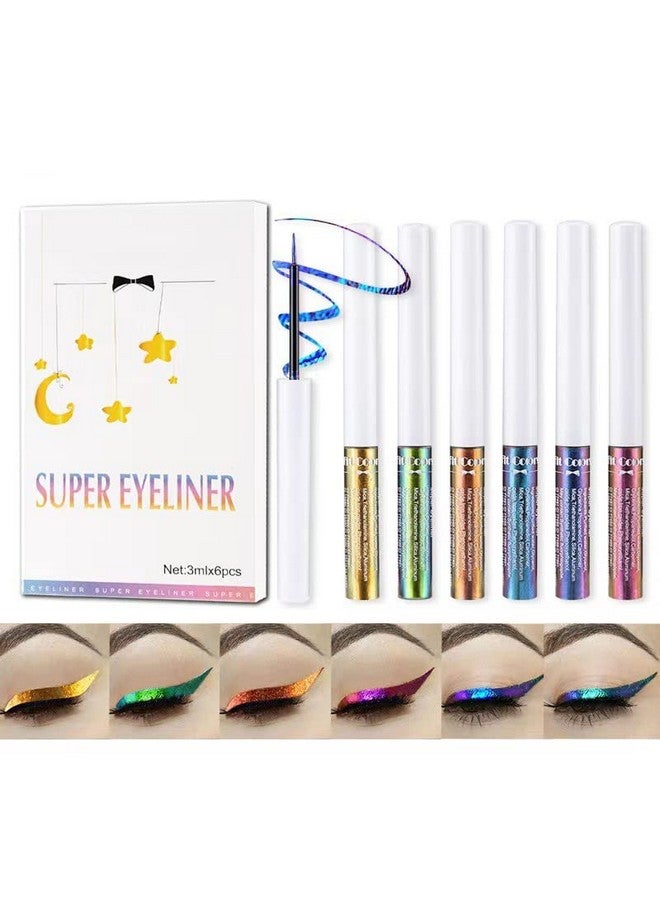 Mrettick 6 Colors Chameleon Liquid Eyeshadow Metallic Glitter Shimmer Eye Shadow Set Long Lasting Waterproof Multichrome Eyeshadows Makeup Set - Image 1