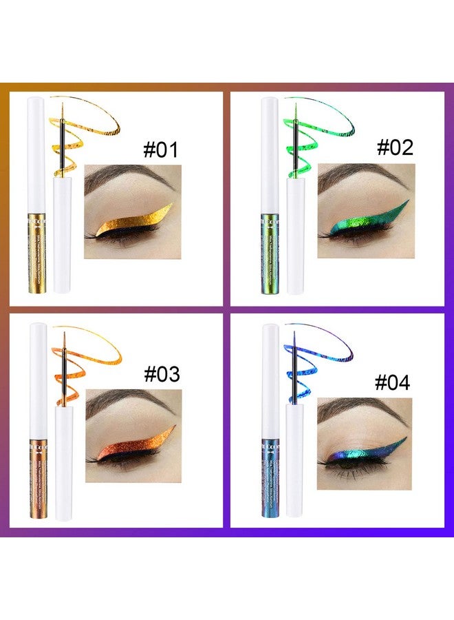 Mrettick 6 Colors Chameleon Liquid Eyeshadow Metallic Glitter Shimmer Eye Shadow Set Long Lasting Waterproof Multichrome Eyeshadows Makeup Set - Image 3