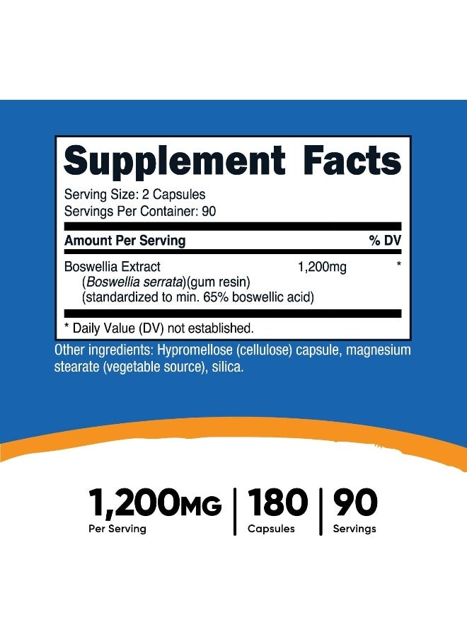 Nutricost Boswellia Extract 65% Boswellic Acid Capsules (1,200 Mg) (180 Caps) - Gluten Free, Non-Gmo, Vegetarian - Image 2