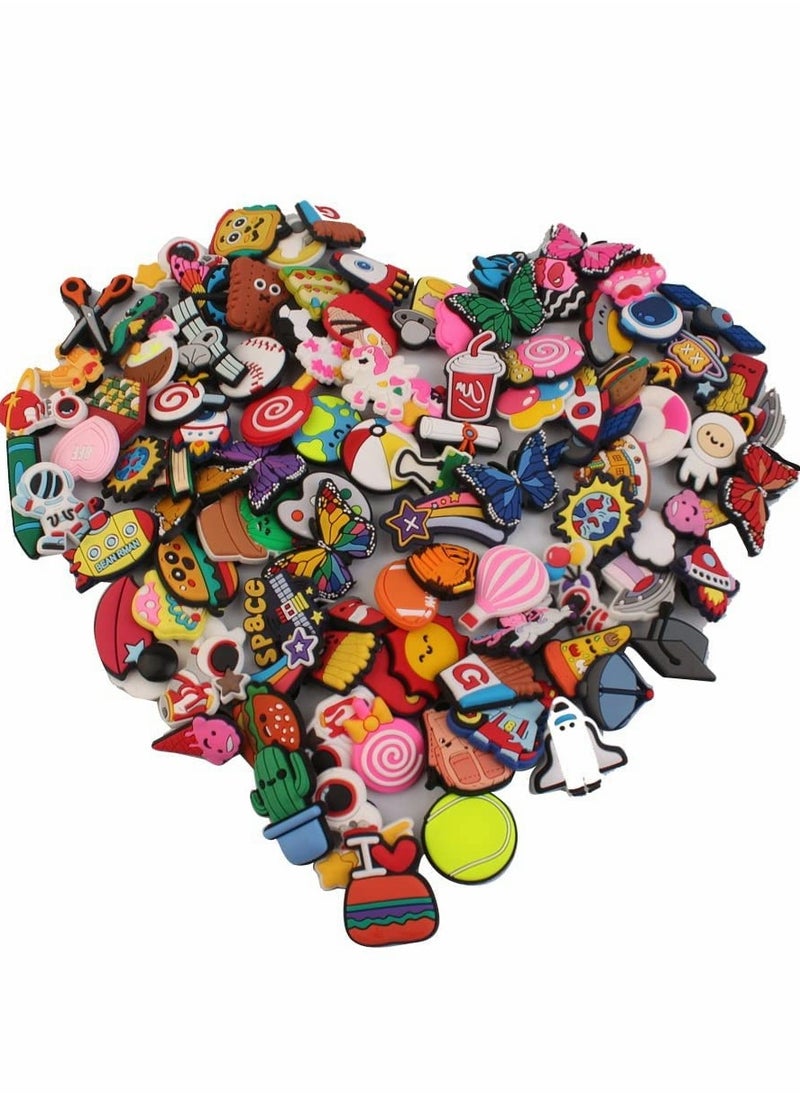 Excefore Shoe Decoration Charms, Random Different Charm for Crocs Charm for Hole Hole Shoe Buckle Party Favors ​Mini Charm Bracelet Wristband for Men Women Kid 100 Pcs  - Image 1
