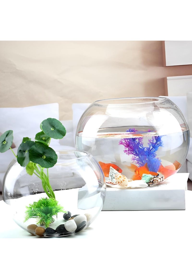 وعاء زجاجي دائري لحوض السمك ، فازة صغيرة، قطر 20 سم - Image 2