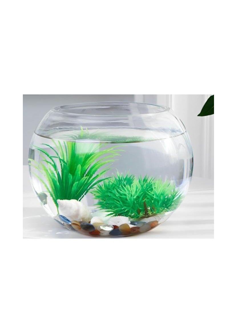 وعاء زجاجي دائري لحوض السمك ، فازة صغيرة، قطر 20 سم - Image 3