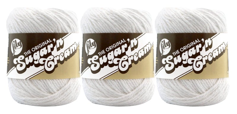Lily Bulk Buy Lily Sugar n Cream Solids 100 Cotton Yarn 3Pack White 0001