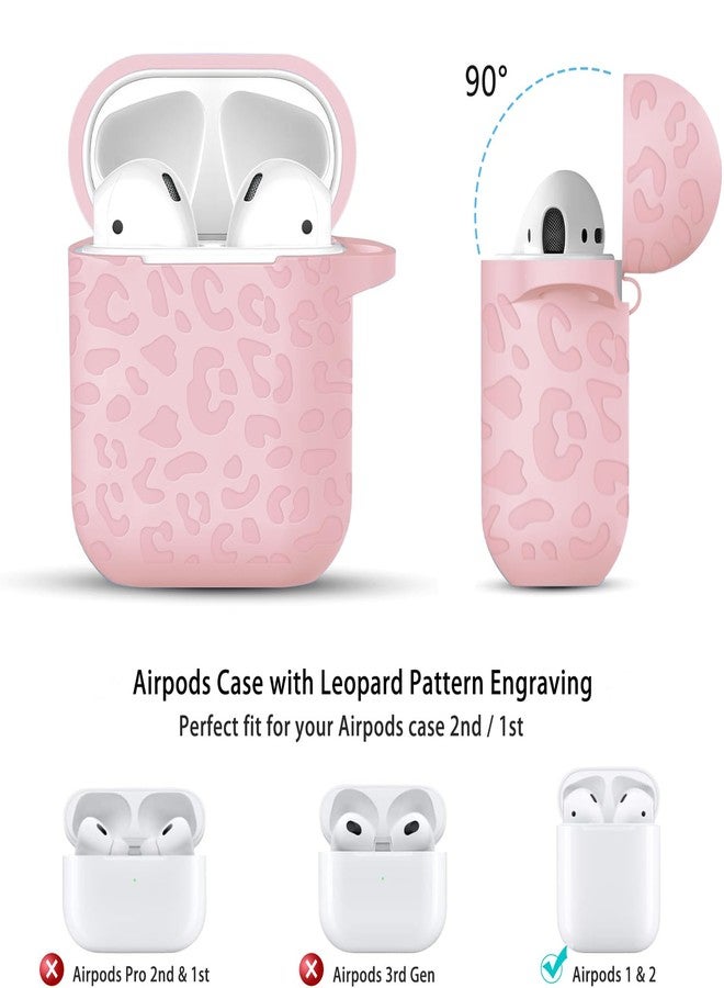 غطاء حماية من جلد النمر محفور عليه شعار جلد النمر، متوافق مع علبة شحن AirPods من الجيل الثاني/الأول، مصنوع من السيليكون الناعم اللطيف، يوفر حماية كاملة، مع إمكانية رؤية مؤشر LED الأمامي، لون وردي. - Image 2
