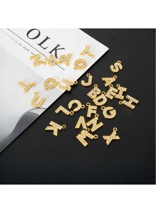 26 English letters set with diamond accessories, stainless steel pendants, creative jewelry accessories, handmade DIY materials, suitable for clothing and luggage matching - Image 1