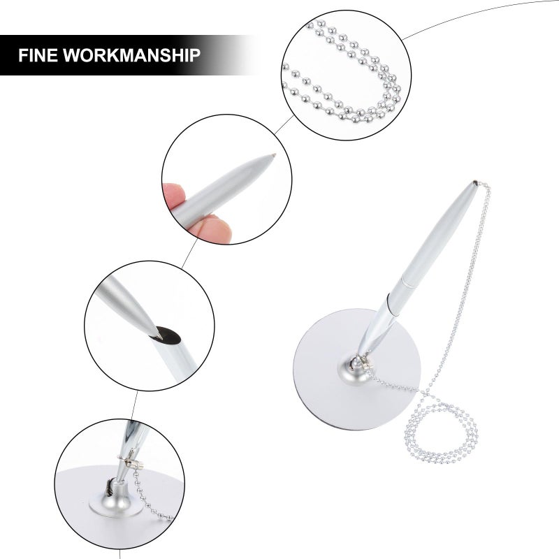 Vertical Desk Pen with Stand Silver Chain Design for Business Hotel Office Use - Image 4